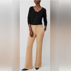 Ann Taylor Camel Wide-Leg Tailored Pants